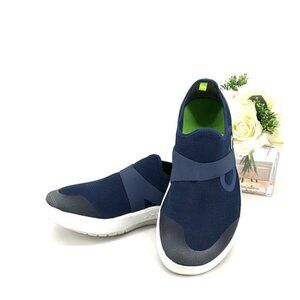 OOFOS 00mg Mens Low Recovery Athletic Shoe Size 12.5 Slip On Sneaker Navy White